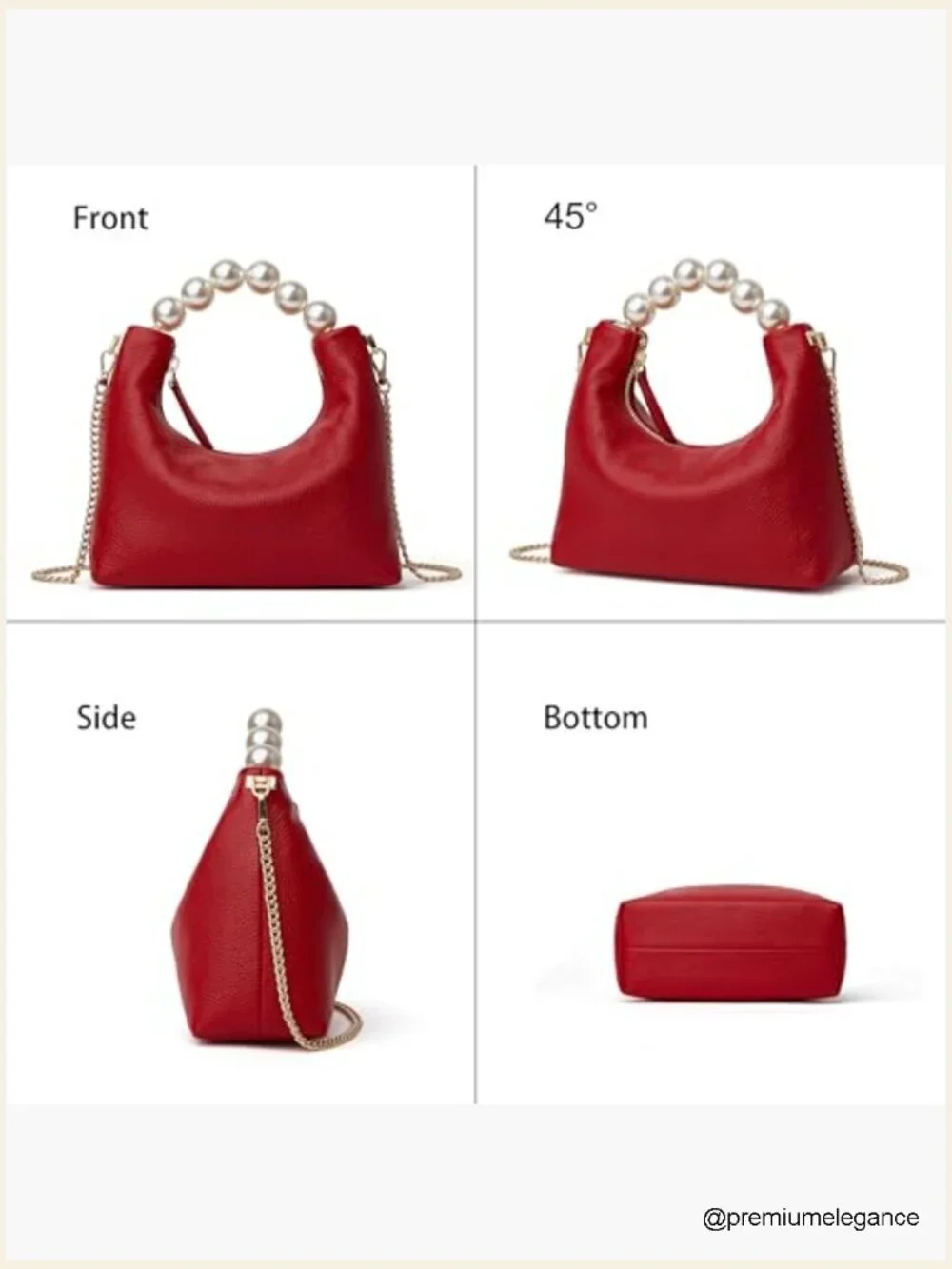 Top Handle Clutch Purse with Removable Chain Strap, Genuine Leather Evening Bag